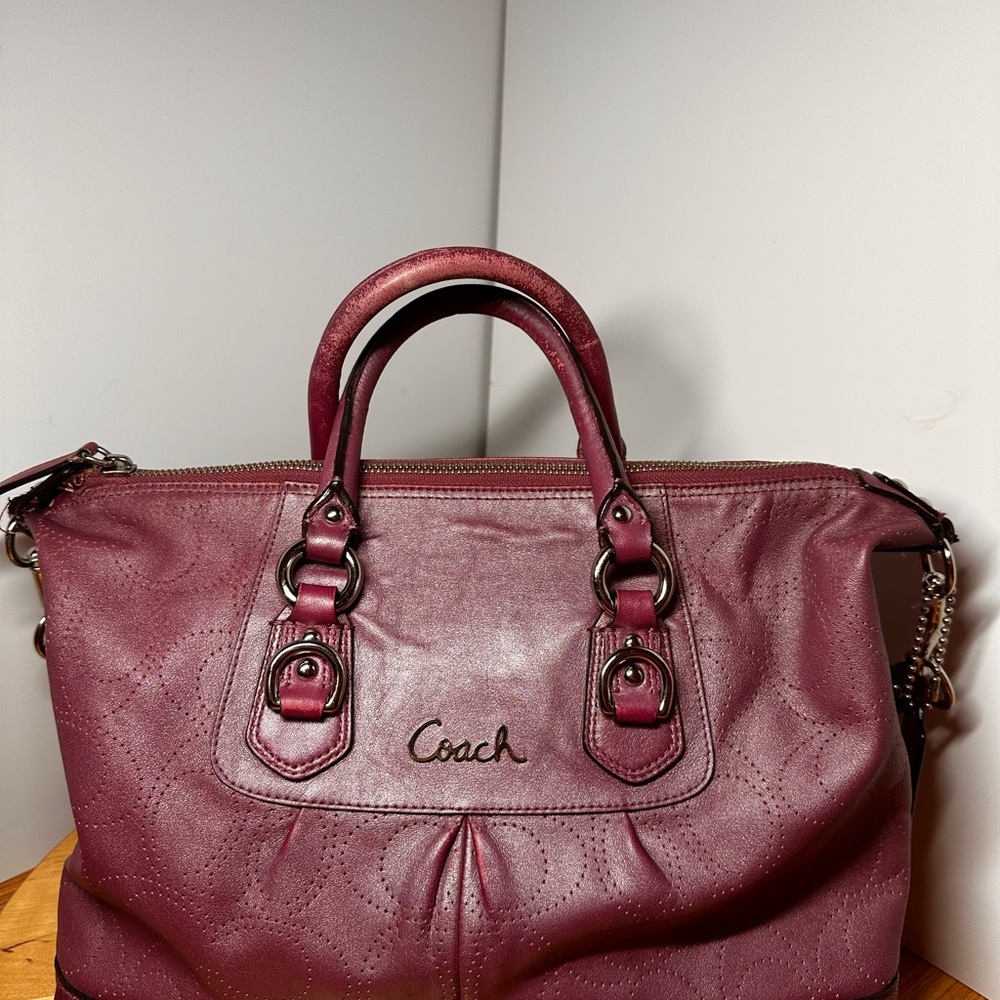 Coach Burgundy Leather Satchel with Classic Design